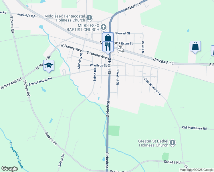 map of restaurants, bars, coffee shops, grocery stores, and more near 10436 South Nash Street in Middlesex