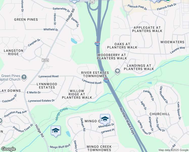 map of restaurants, bars, coffee shops, grocery stores, and more near 1001 River Estates Drive in Knightdale