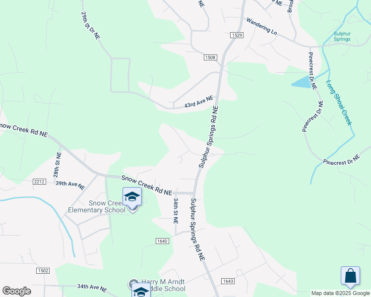 map of restaurants, bars, coffee shops, grocery stores, and more near 3336 40th Avenue Place Northeast in Hickory