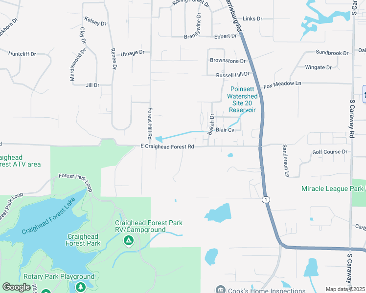 map of restaurants, bars, coffee shops, grocery stores, and more near 907 East Craighead Forest Road in Jonesboro