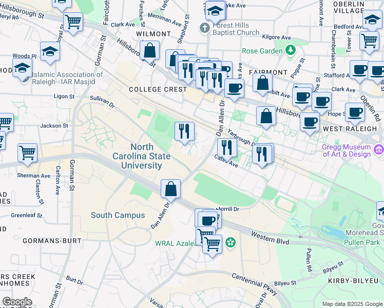 map of restaurants, bars, coffee shops, grocery stores, and more near 110 Dan Allen Dr in Fuquay-Varina