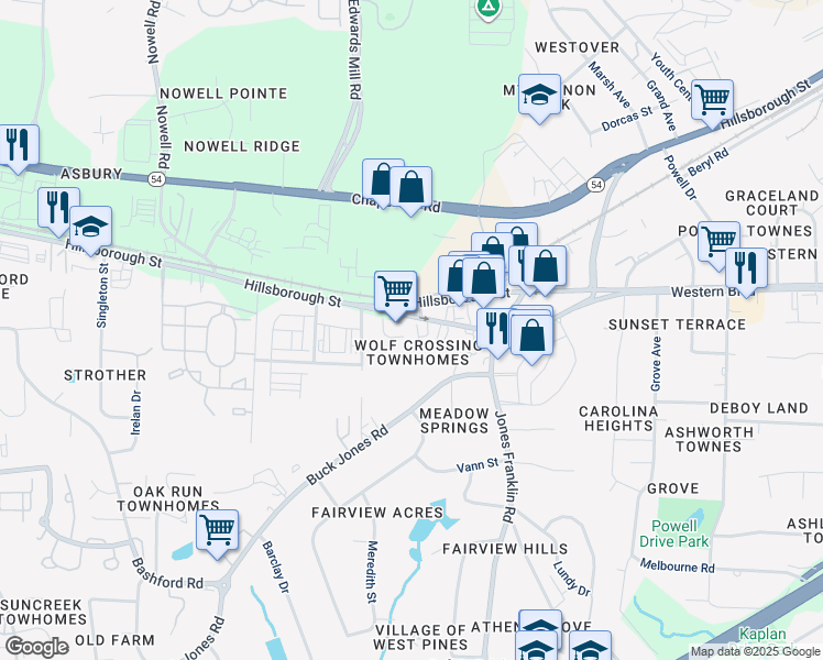 map of restaurants, bars, coffee shops, grocery stores, and more near 10-73 Red Lane in Raleigh