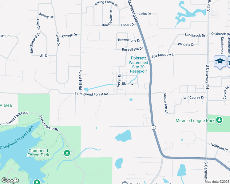 map of restaurants, bars, coffee shops, grocery stores, and more near 19 Bekah Drive in Jonesboro