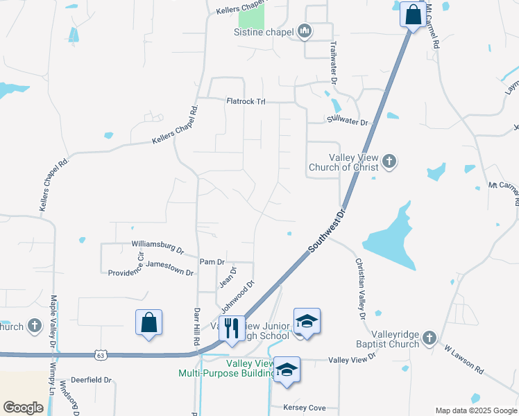 map of restaurants, bars, coffee shops, grocery stores, and more near 5029 Rockport Drive in Jonesboro