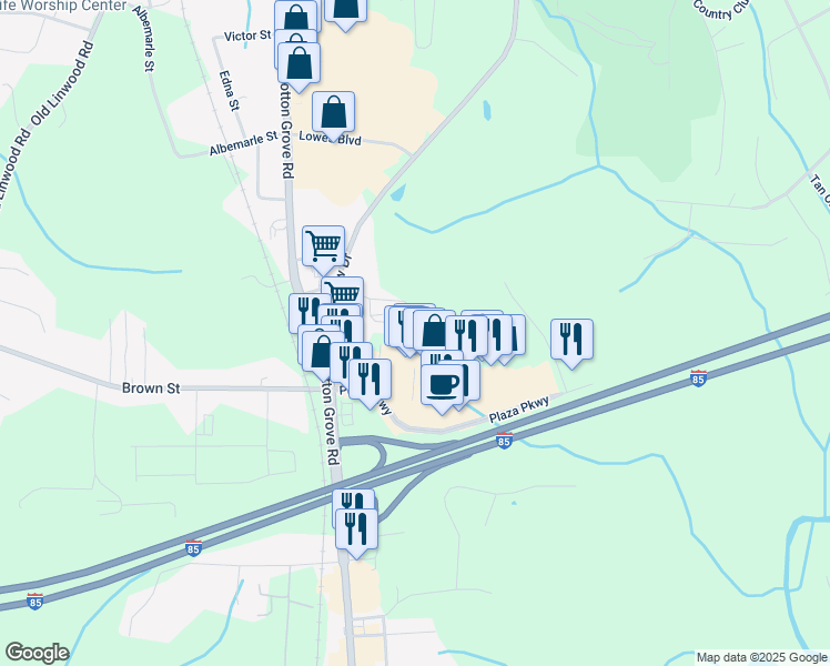 map of restaurants, bars, coffee shops, grocery stores, and more near 900 Cotton Grove Circle in Lexington