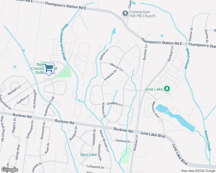 map of restaurants, bars, coffee shops, grocery stores, and more near 2609 Milton Lane in Thompson's Station