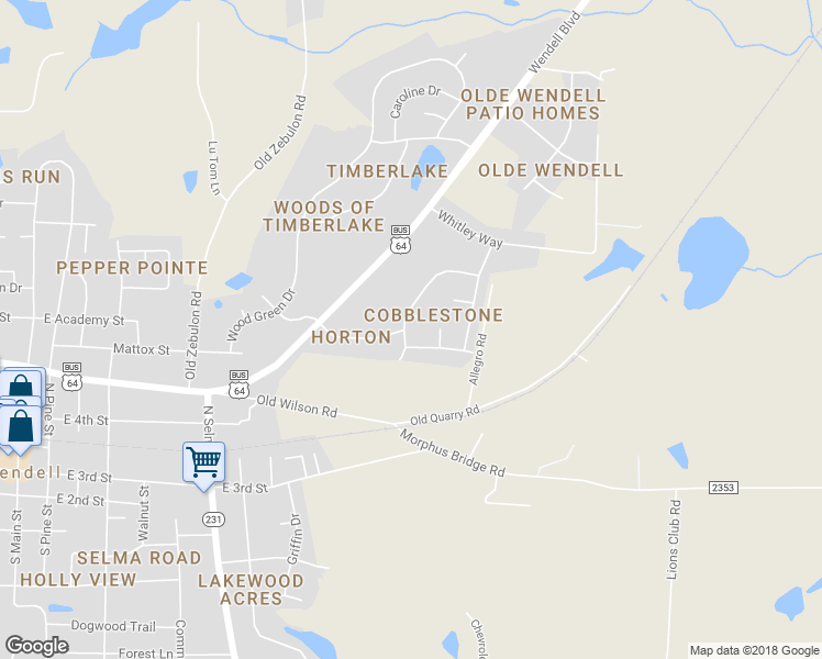 map of restaurants, bars, coffee shops, grocery stores, and more near 600 Gaslight Trail in Wendell