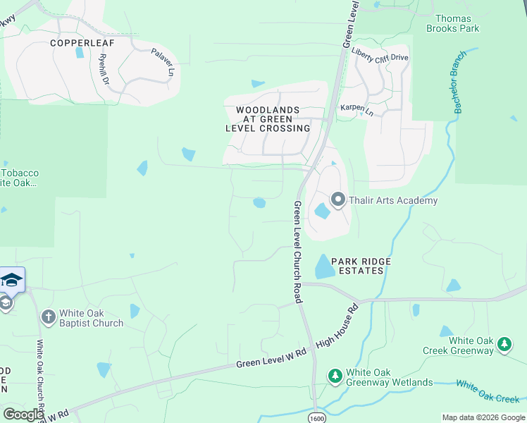 map of restaurants, bars, coffee shops, grocery stores, and more near 8617 Green Level Church Road in Cary