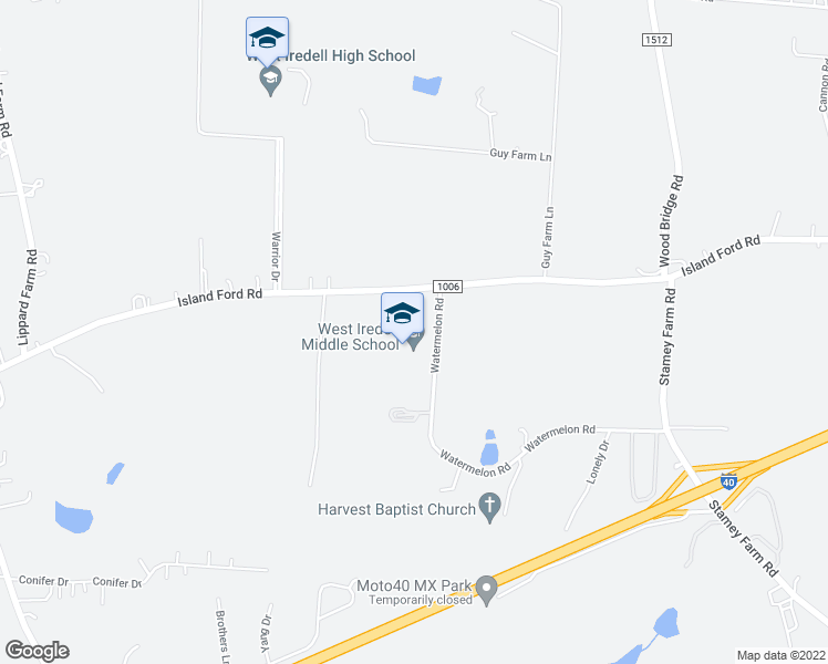 map of restaurants, bars, coffee shops, grocery stores, and more near 303 Watermelon Road in Statesville