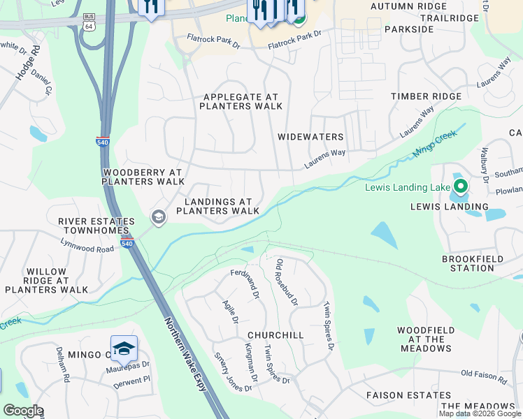 map of restaurants, bars, coffee shops, grocery stores, and more near 807 Clay Hill Drive in Knightdale