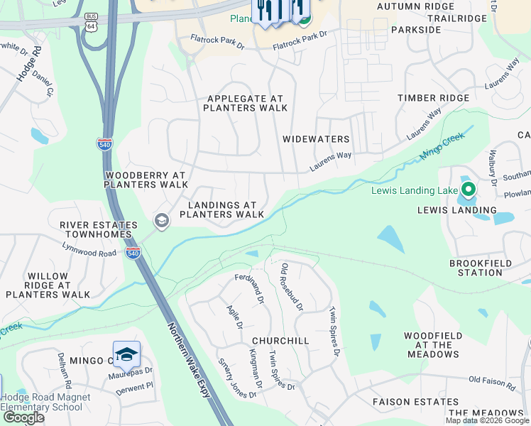 map of restaurants, bars, coffee shops, grocery stores, and more near 807 Clay Hill Drive in Knightdale