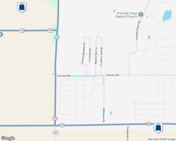 map of restaurants, bars, coffee shops, grocery stores, and more near 3700 Flemon Road in Jonesboro