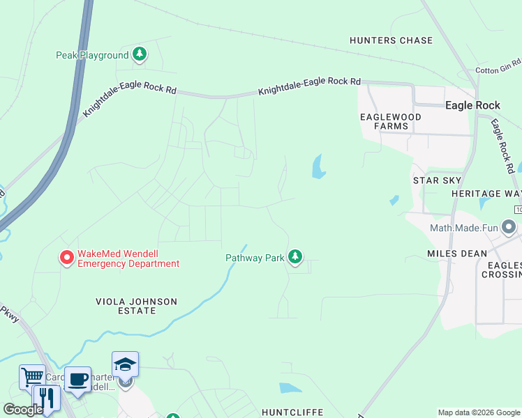 map of restaurants, bars, coffee shops, grocery stores, and more near 1116 Martin Pond Road in Wendell