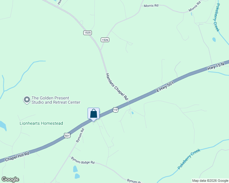 map of restaurants, bars, coffee shops, grocery stores, and more near 151 Hamlets Chapel Road in Pittsboro