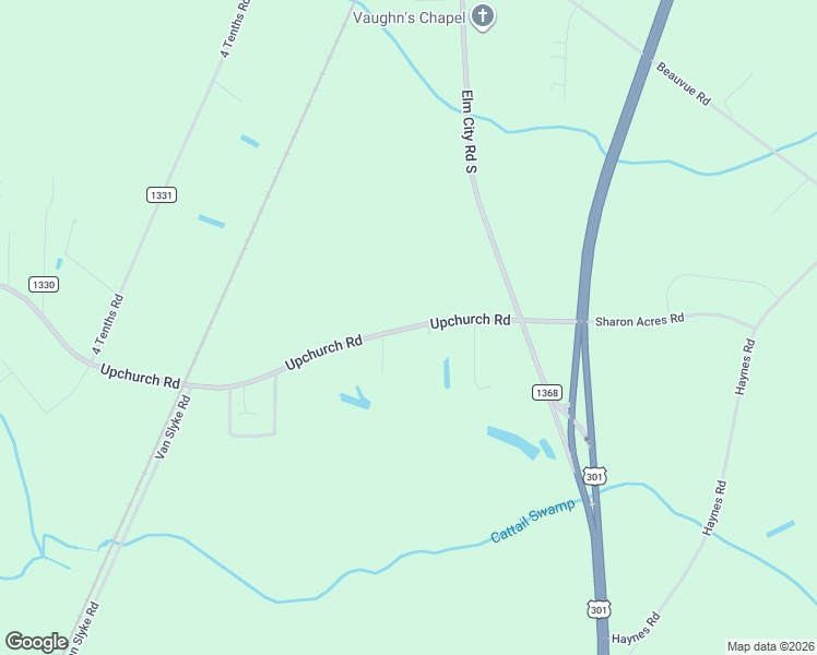 map of restaurants, bars, coffee shops, grocery stores, and more near State Road 1330 in Elm City