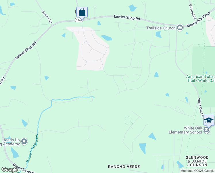 map of restaurants, bars, coffee shops, grocery stores, and more near 918 Olde Thompson Creek Road in Apex