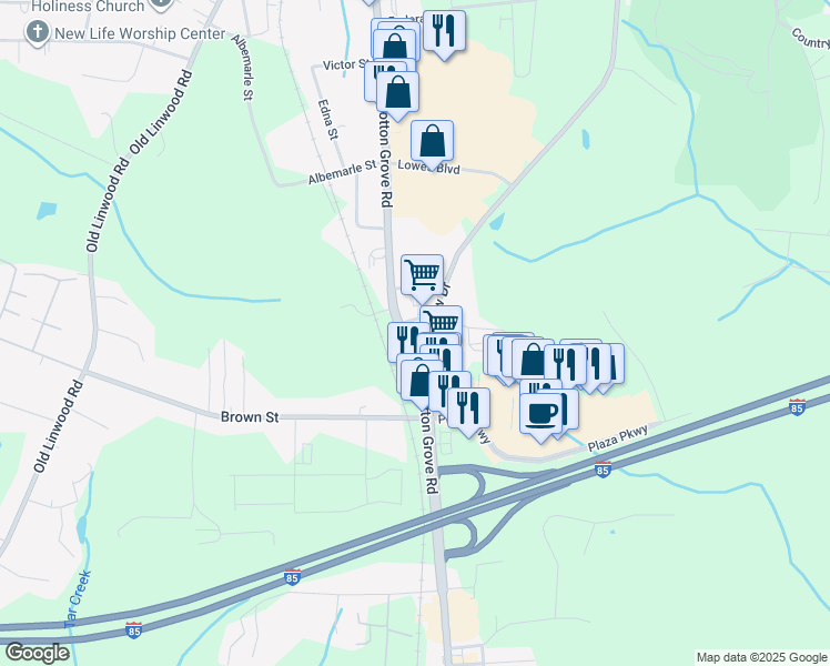 map of restaurants, bars, coffee shops, grocery stores, and more near 1244 Fairview Drive in Lexington
