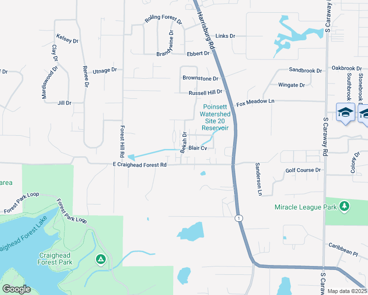 map of restaurants, bars, coffee shops, grocery stores, and more near 4244 Blair Cove in Jonesboro