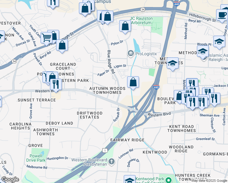 map of restaurants, bars, coffee shops, grocery stores, and more near 4632 Altha Street in Raleigh