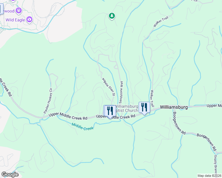 map of restaurants, bars, coffee shops, grocery stores, and more near 1730 Angela Starr Street in Sevierville