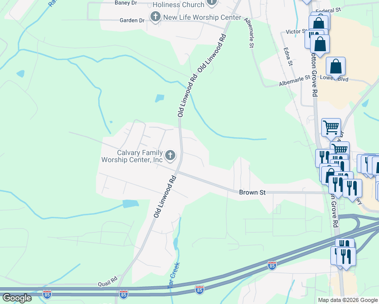 map of restaurants, bars, coffee shops, grocery stores, and more near 1043 Old Linwood Road in Lexington