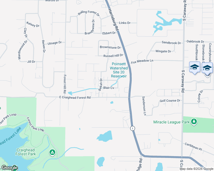 map of restaurants, bars, coffee shops, grocery stores, and more near 4213 Sydney Cove in Jonesboro
