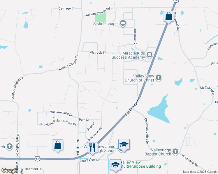 map of restaurants, bars, coffee shops, grocery stores, and more near 5001 Rockport Drive in Jonesboro
