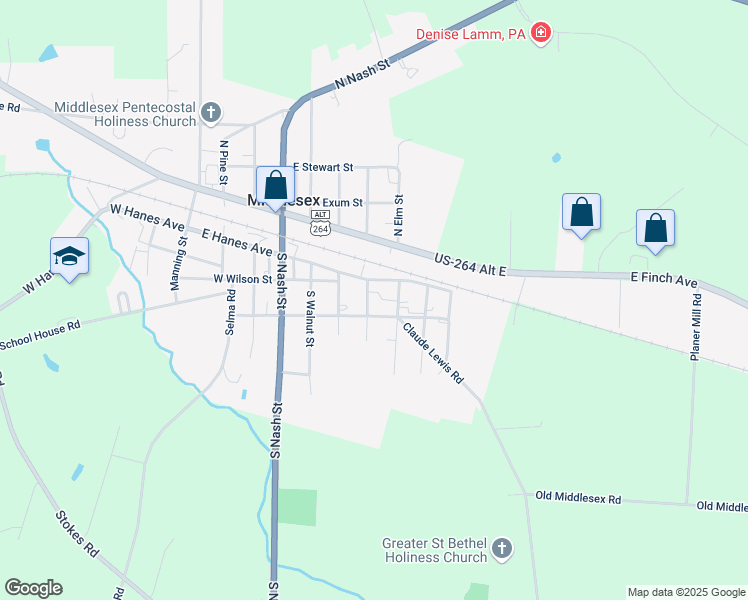 map of restaurants, bars, coffee shops, grocery stores, and more near 10317 South Oak Street in Middlesex