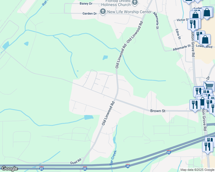 map of restaurants, bars, coffee shops, grocery stores, and more near 128 Ed Tiser Road in Lexington