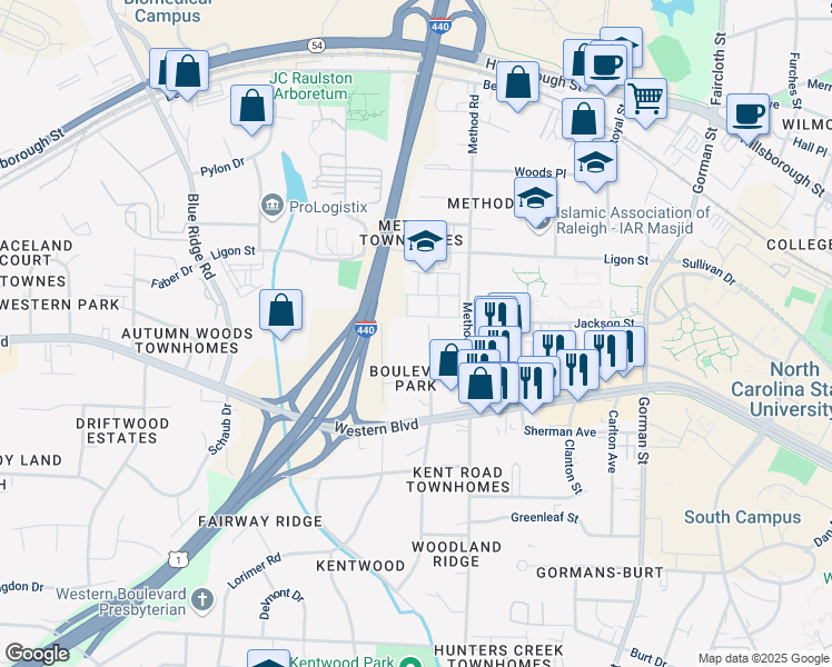map of restaurants, bars, coffee shops, grocery stores, and more near 902 Chaney Road in Raleigh