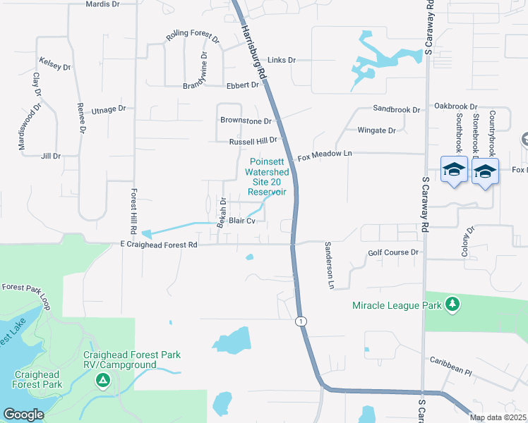 map of restaurants, bars, coffee shops, grocery stores, and more near 4332 Fonda Jo Drive in Jonesboro