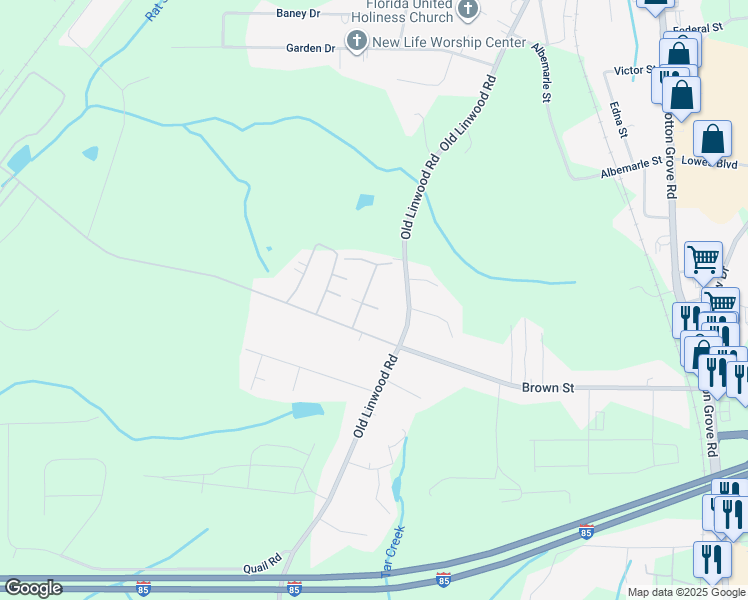map of restaurants, bars, coffee shops, grocery stores, and more near 128 Ed Tiser Road in Lexington