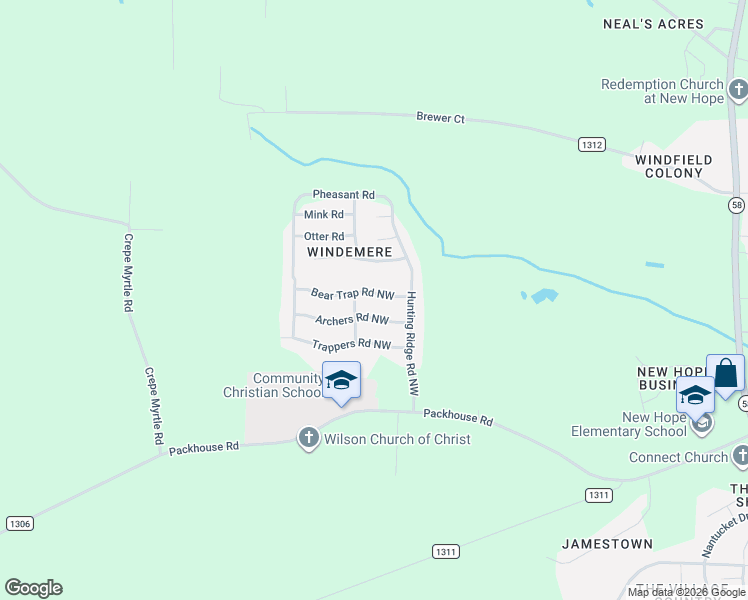 map of restaurants, bars, coffee shops, grocery stores, and more near 5009 Bear Trap Road in Wilson
