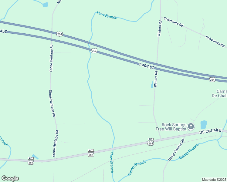 map of restaurants, bars, coffee shops, grocery stores, and more near Winters Road in Bailey