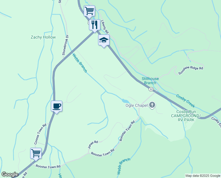 map of restaurants, bars, coffee shops, grocery stores, and more near 217 Amet Way in Cosby