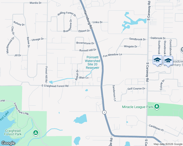 map of restaurants, bars, coffee shops, grocery stores, and more near 4332 Fonda Jo Drive in Jonesboro