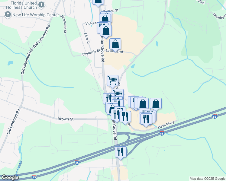 map of restaurants, bars, coffee shops, grocery stores, and more near 1244 Fairview Drive in Lexington