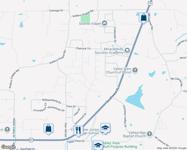 map of restaurants, bars, coffee shops, grocery stores, and more near 5001 Rockport Drive in Jonesboro