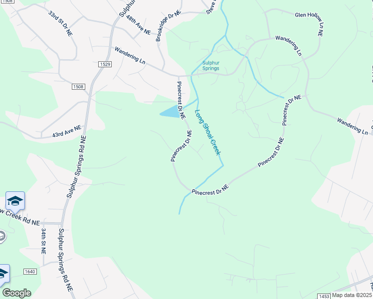 map of restaurants, bars, coffee shops, grocery stores, and more near 3804 Touchberry Lane Northeast in Hickory