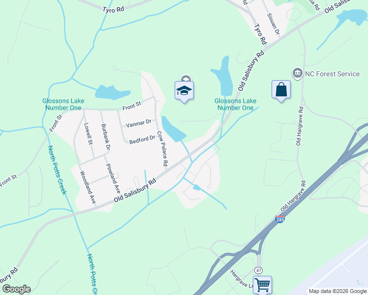 map of restaurants, bars, coffee shops, grocery stores, and more near 4564 Old Salisbury Road in Lexington