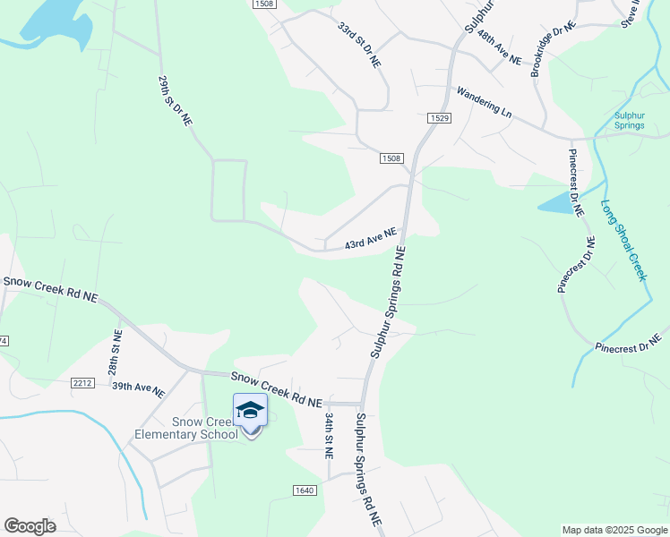 map of restaurants, bars, coffee shops, grocery stores, and more near 3288 43rd Avenue Northeast in Hickory