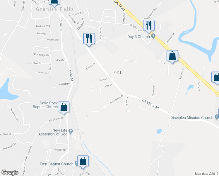 map of restaurants, bars, coffee shops, grocery stores, and more near 2971 Link Drive in Granite Falls