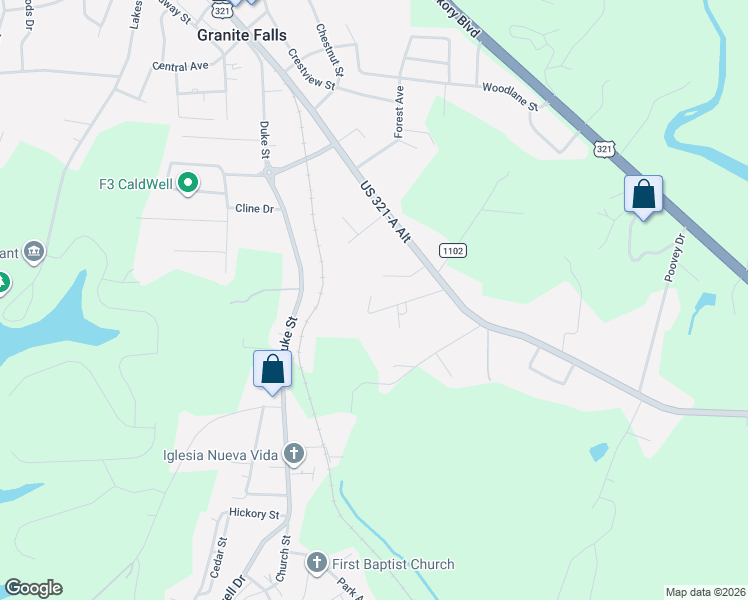 map of restaurants, bars, coffee shops, grocery stores, and more near 2951-2999 Link Dr in Granite Falls