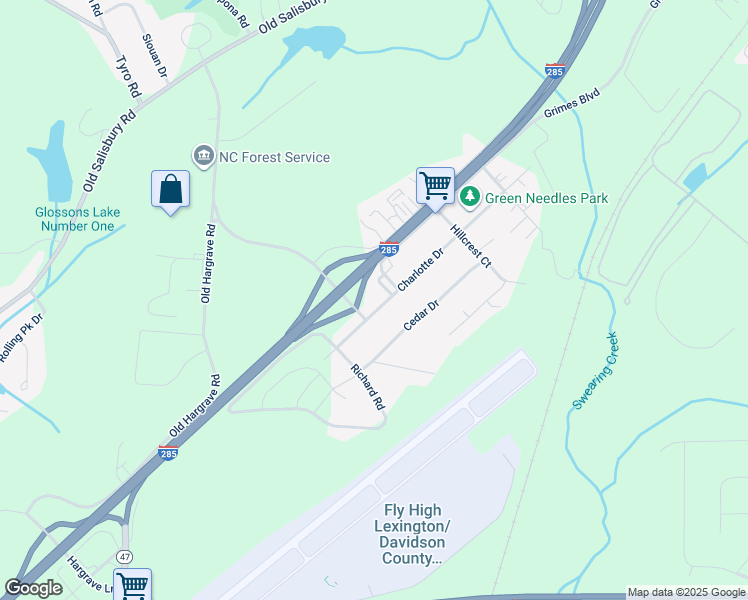 map of restaurants, bars, coffee shops, grocery stores, and more near 584 Charlotte Drive in Lexington
