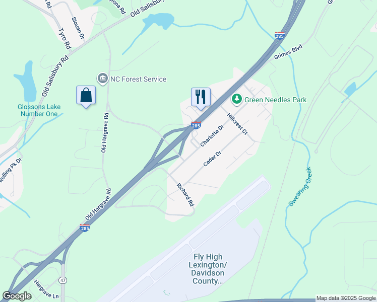 map of restaurants, bars, coffee shops, grocery stores, and more near 584 Charlotte Drive in Lexington