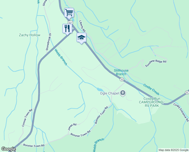 map of restaurants, bars, coffee shops, grocery stores, and more near 220 Amet Way in Cosby
