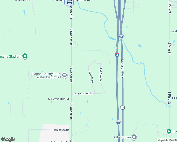 map of restaurants, bars, coffee shops, grocery stores, and more near 8851 Overlook Drive in Guthrie