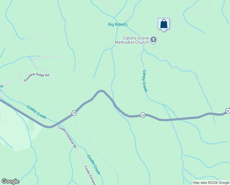 map of restaurants, bars, coffee shops, grocery stores, and more near 740 Caney Creek Road in Cosby
