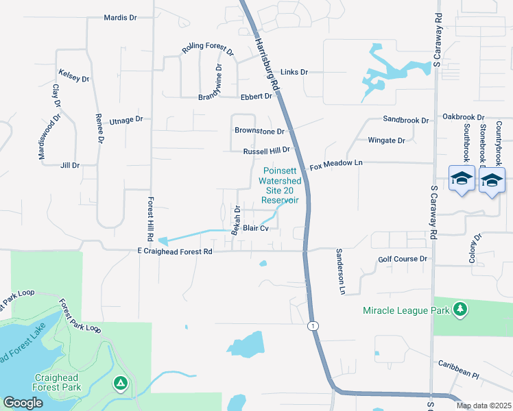 map of restaurants, bars, coffee shops, grocery stores, and more near 4213 Sydney Cove in Jonesboro