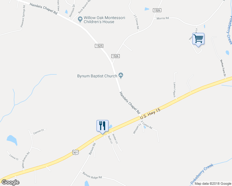 map of restaurants, bars, coffee shops, grocery stores, and more near 247 Hamlet Chapel Road in Pittsboro
